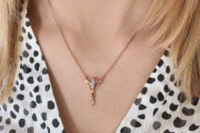 Jugendstilkette Art Nouveau chain 925 Silber Roségold vergoldet feines Collier mit Opal Edelsteinen Vintage Goldkette