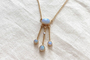 Jugendstilkette Lavalier, Art Nouveau chain, 925 Silber Roségold oder Gelbgold vergoldet, Collier mit Opal Edelsteinen, Lavaliere Halskette