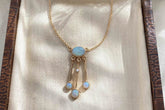Jugendstilkette Lavalier, Art Nouveau chain, 925 Silber Roségold oder Gelbgold vergoldet, Collier mit Opal Edelsteinen, Lavaliere Halskette