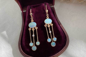 Jugendstil Ohrbügel, Edwardisch, Ohrring 925 Sterling Silber, Gelbgold oder Rose vergoldet, Ohrhänger Opal Edelsteine , Ohrbrisur vintage