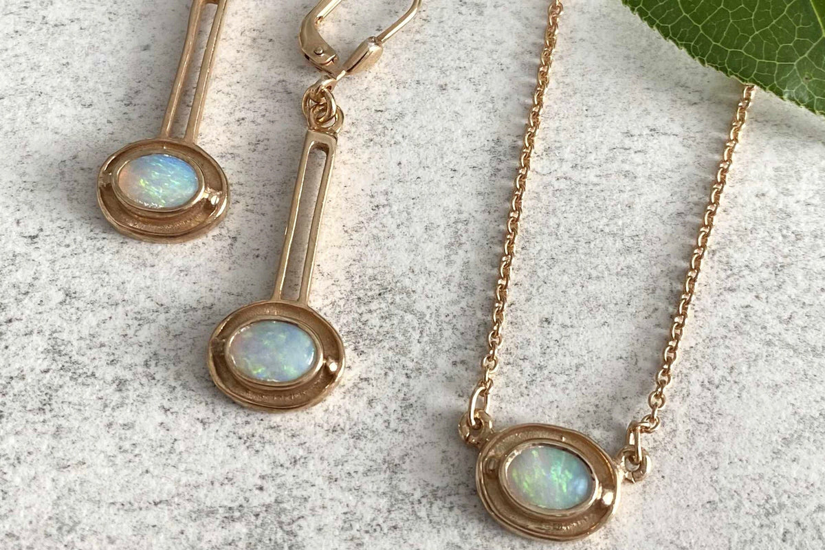 Jugendstil Ohrhänger Opal Edelstein, Ohrring 925 Sterling Silber, Gelbgold oder Rose vergoldet, Ohrhbügel , Ohrbrisur vintage