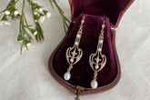 Prächtiger Jugendstil Ohrbügel Ohrbrisur 925 Sterling Silber Rosegold vergoldet Perlenohrringe Süßwasserperle Ohrhänger Art Nouveau