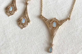 Jugendstil Ohrbügel, Ohrring 925 Sterling Silber Gelbgold oder Rosegold vergoldet, Ohrhänger Opal Edelstein, Ohrbrisur Art Nouveau