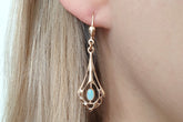 Jugendstil Ohrbügel, Ohrring 925 Sterling Silber Gelbgold oder Rosegold vergoldet, Ohrhänger Opal Edelstein, Ohrbrisur Art Nouveau