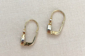 Zarter Edelstein Ohrbügel, Ohrbrisur, 585 Gelbgold - 14 Karat, Blau Topas Navette, Brillanten 0,06 Karat, Hängeohrringe