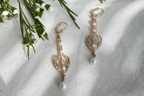 Prächtiger Jugendstil Ohrbügel Ohrbrisur 925 Sterling Silber Rosegold vergoldet Perlenohrringe Süßwasserperle Ohrhänger Art Nouveau