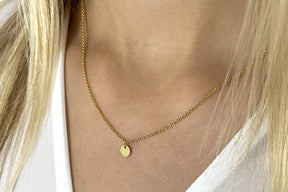 Plättchenkette 585 Goldkette 14 karat mit runder Scheibe minimalistische filigrane Halskette Braut Handarbeit glänzend