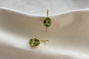 Ohrringe Ohrbrisur 925er Silber vergoldet mit Peridot Edelstein Ohrbügel Brautschmuck Art Nouveau besonders handgefertigt