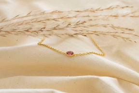 Goldarmband 585, Rosa Turmalin, Edelstein, Gelbgoldarmband 14 Karat, filigran, Geschenk für Sie