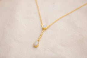 Goldkette 585 mit Opal Edelsteinen, Diamanten, echt gold Kette, 585 Braut Halskette, elegante Diamant Kette, handgefertigt