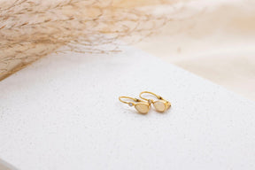 Goldohrringe 585 mit Opal, Ohrbügel 585 Gold mit Diamanten, Ohrhänger Gelbgold mit Brillanten, Brautschmuck, Art Nouveau