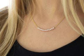 Goldkette 585 mit Süßwasserperlen, Pearls Bar Halskette 585, Braut Kette Gelbgold mit Perlen, 585 Perlenkette, handgefertigt