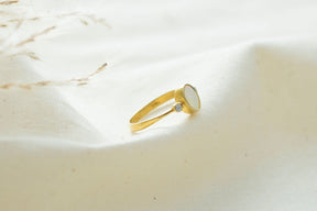 echt Gold Ring, Opalring 585 Gold mit Diamanten, Filigraner 585 Gelbgoldring Opal, Stapelring mit Opal, Ring mit Brillanten, Handarbeit