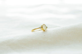 echt Gold Ring, Opalring 585 Gold mit Diamanten, Filigraner 585 Gelbgoldring Opal, Stapelring mit Opal, Ring mit Brillanten, Handarbeit
