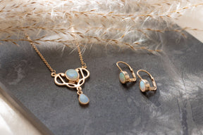 Jugendstilkette mit Opal, Antik Halskette, Art Nouveau Collier 925 Silber Roségold, Jugendstil Halskette Opal, Vintage Kette Opal