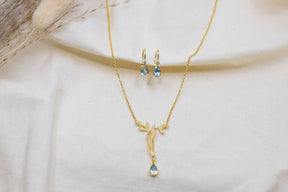Jugendstilkette Diamanten Blau Topas, Art Nouveau Collier 585 Gelbgold, 14k oder 18k Massivgold, Natur, Floral, Blüten, Vintage Halskette