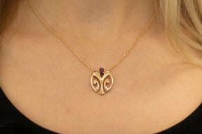 zarte Jugendstilkette 925 Sterling Silber, Silber Rosé vergoldet, feines Vintage Collier Granat, Art Nouveau Collier, Art Déco, Antikschmuck