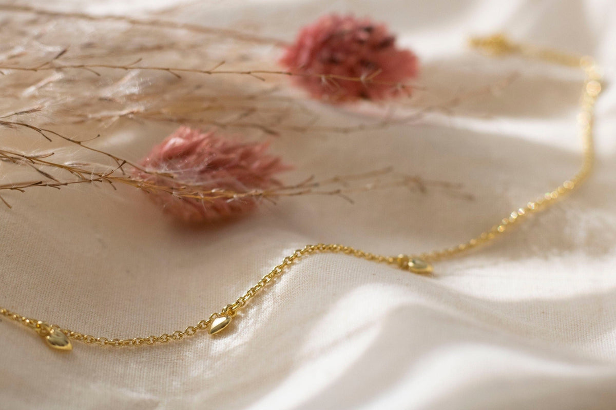 Herz Halskette Gold, Goldkette 585 mit Herzen, 14 Karat Echtgold für Frauen, filigrane Herz Kette