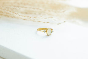 echt Gold Ring, Opalring 585 Gold mit Diamanten, Filigraner 585 Gelbgoldring Opal, Stapelring mit Opal, Ring mit Brillanten, Handarbeit