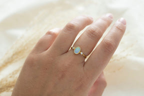 echt Gold Ring, Opalring 585 Gold mit Diamanten, Filigraner 585 Gelbgoldring Opal, Stapelring mit Opal, Ring mit Brillanten, Handarbeit
