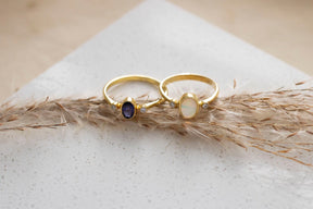 echt Gold Ring, Opalring 585 Gold mit Diamanten, Filigraner 585 Gelbgoldring Opal, Stapelring mit Opal, Ring mit Brillanten, Handarbeit