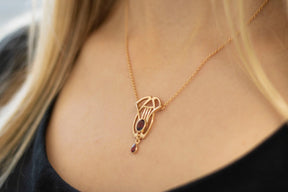 Jugendstilkette mit Granat, Art Nouveau Collier 925 Silber Roségold vergoldet, außergewöhnliche Jugendstil Halskette, Vintage Kette Granat