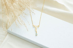 Jugendstilkette Diamanten Blau Topas, Art Nouveau Collier 585 Gelbgold, 14k oder 18k Massivgold, Natur, Floral, Blüten, Vintage Halskette