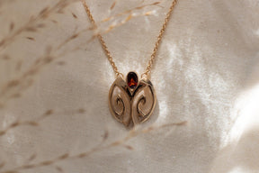 zarte Jugendstilkette 925 Sterling Silber, Silber Rosé vergoldet, feines Vintage Collier Granat, Art Nouveau Collier, Art Déco, Antikschmuck