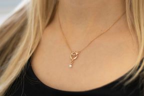 Außergewöhnliche Jugendstilkette mit Rubin, Art Nouveau Collier 925 Silber Roségold, Jugendstil Halskette, Perlen, Vintage, Antik Kette